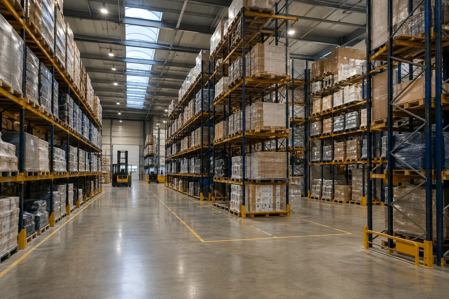 Interior of the Doseguer warehouse with racking